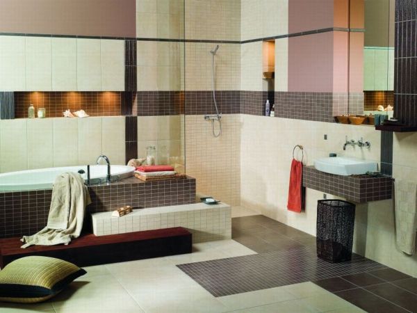 (Мозаика может быть использована не только для стен или пола, но и как корпус оборудования ванной комнаты. фото коллекция Arenisca, Опочно (польша)